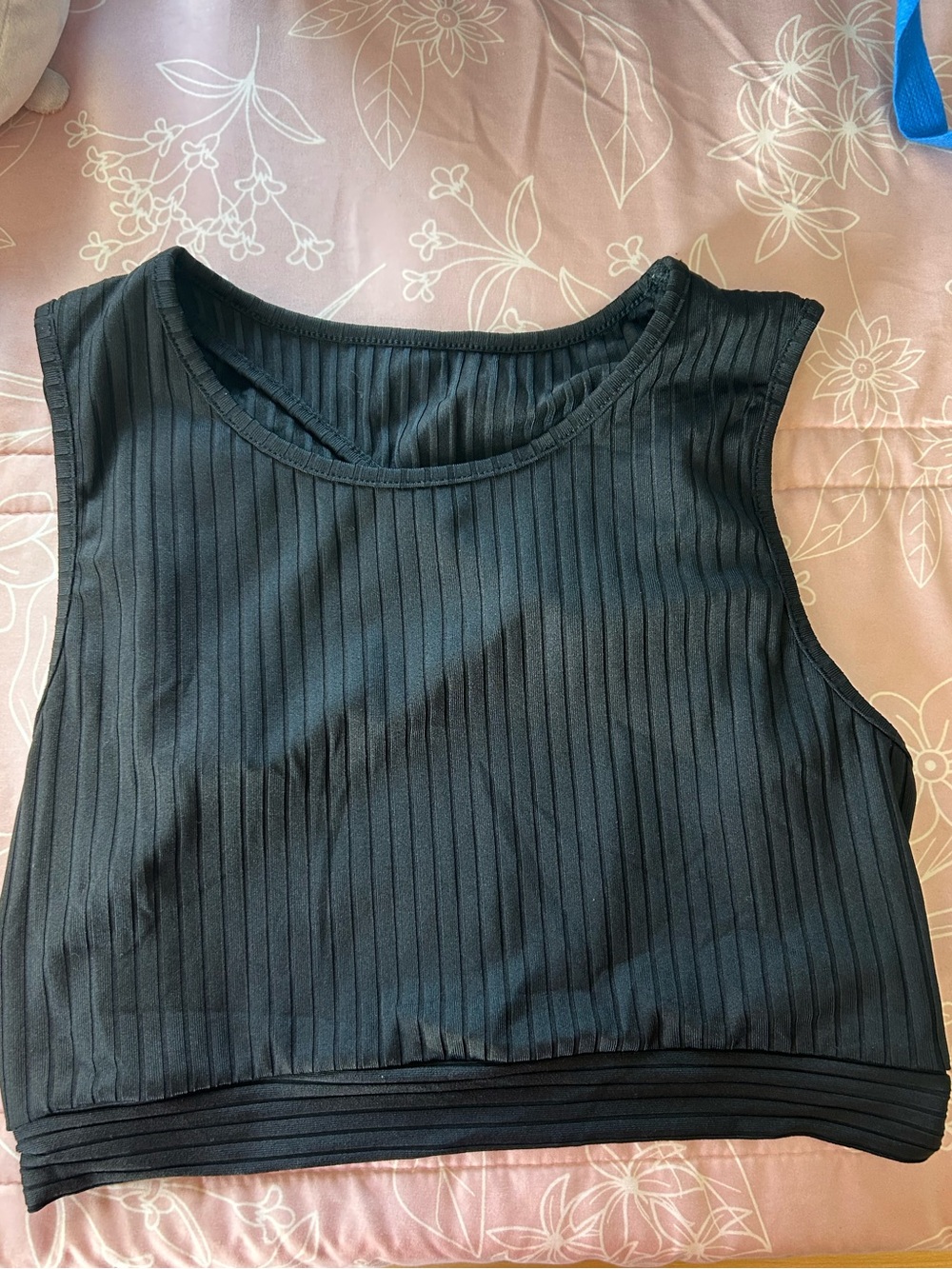 SHEIN Black Ribbed Sleeveless Crop Tank Top